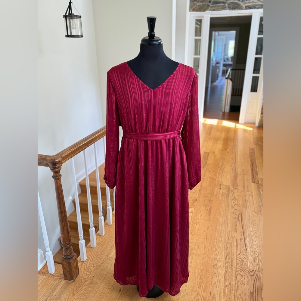 BloomChic Deep Red Long Sleeve Dress